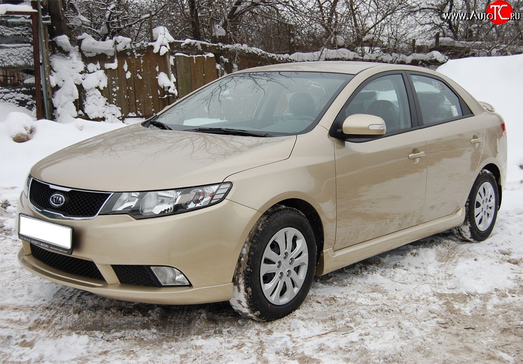 4 599 р. Накладка на передний бампер GT Dynamics KIA Cerato 2 TD седан (2008-2013) (Неокрашенная)  с доставкой в г. Керчь