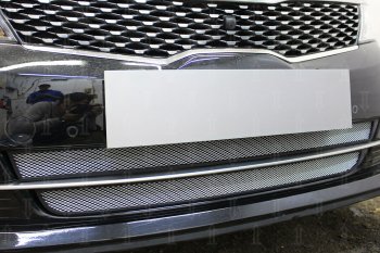 4 649 р. Защитная сетка радиатора в бампер (ячейка 3х7 мм, GT/GT-Line) Стрелка11 Стандарт  KIA Optima  4 JF (2015-2018) дорестайлинг универсал, дорестайлинг седан (хром)  с доставкой в г. Керчь. Увеличить фотографию 2