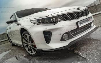 8 499 р. Юбка переднего бампера (только GT-Line бампер) TopKontur Design KIA Optima 4 JF дорестайлинг седан (2016-2018) (Неокрашенная)  с доставкой в г. Керчь. Увеличить фотографию 2
