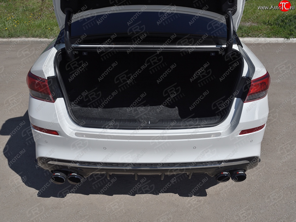 1 479 р. Защитная накладка заднего бампера Russtal KIA Optima JF седан рестайлинг (2018-2020) (Нержавейка полированная)  с доставкой в г. Керчь