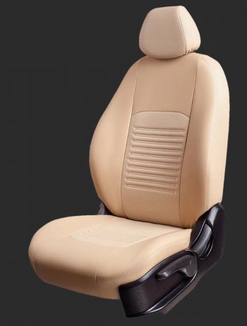 Чехлы для сидений Lord Autofashion Турин (экокожа, спинка и сиденье 40/60, 3 Г-образных подголовника) KIA Picanto ( 2 TA хэтчбэк 5 дв.,  2 TA хэтчбэк 3 дв.) (2011-2017) дорестайлинг, рестайлинг (Бежевый, вставка бежевая)