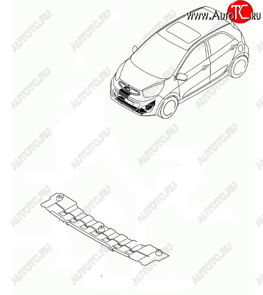 989 р. Пыльник переднего бампера HYUNDAI/KIA/MOBIS KIA Picanto 2 TA хэтчбэк 3 дв. дорестайлинг (2011-2015)  с доставкой в г. Керчь