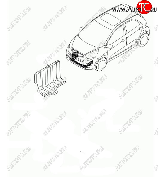 1 849 р. Правый защита двигателя (пыльник) HYUNDAI/KIA/MOBIS KIA Picanto 2 TA хэтчбэк 3 дв. дорестайлинг (2011-2015)  с доставкой в г. Керчь