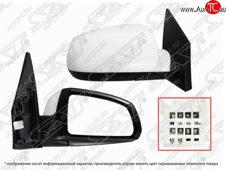 2 999 р. Правое зеркало заднего вида SAT (регулировка, обогрев, 5 контактов) KIA Rio 2 JB дорестайлинг, хэтчбэк 5 дв. (2005-2009) (Неокрашенное)  с доставкой в г. Керчь