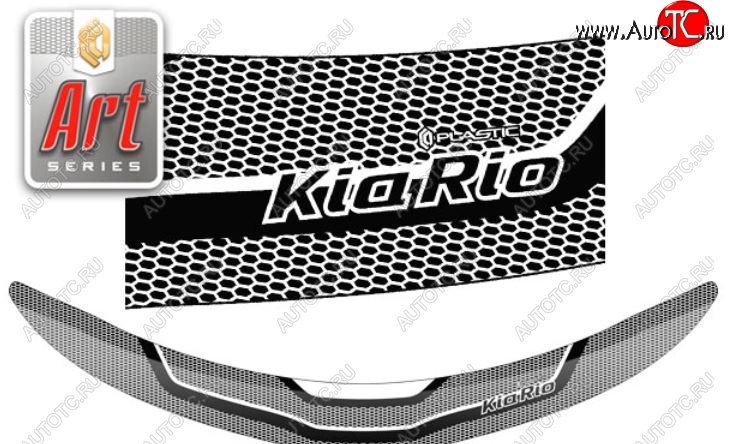 2 199 р. Дефлектор капота CA-Plastiс  KIA Rio  3 QB (2015-2017) рестайлинг седан (Серия Art черная)  с доставкой в г. Керчь
