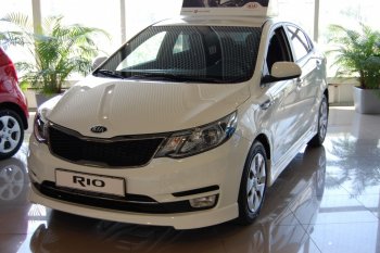 6 699 р. Накладка переднего бампера LitCompany KIA Rio 3 QB рестайлинг седан (2015-2017) (Неокрашенная)  с доставкой в г. Керчь. Увеличить фотографию 2