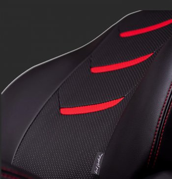 8 999 р. Чехлы для сидений Lord Autofashion Турин 2 (экокожа, спинка 60/40, 2 Г-образных подголовника)  KIA Rio  3 QB (2011-2017) дорестайлинг седан, рестайлинг седан (Черный, вставка черная/красная, строчка красная)  с доставкой в г. Керчь. Увеличить фотографию 2
