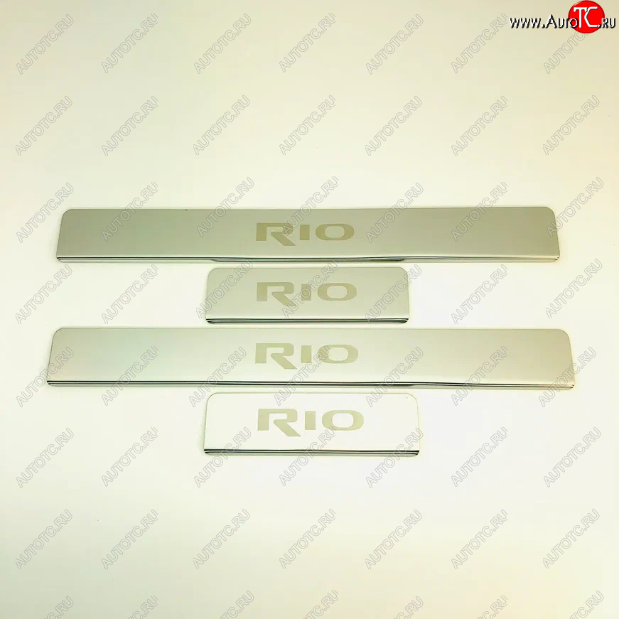 2 179 р. Накладки порожков салона INOX KIA Rio 3 QB рестайлинг седан (2015-2017) (Нержавеющая сталь)  с доставкой в г. Керчь