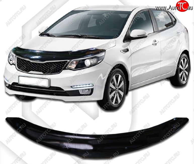 2 099 р. Дефлектор капота CA-Plastiс KIA Rio 3 QB хэтчбек 5 дв. рестайлинг (2015-2017) (Classic черный, Без надписи)  с доставкой в г. Керчь