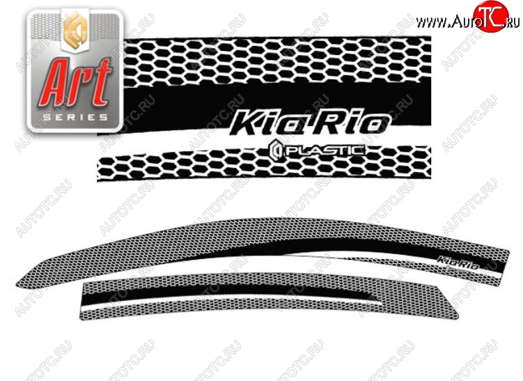 2 199 р. Дефлектора окон CA-Plastic KIA Rio 3 QB дорестайлинг седан (2011-2015) (Серия Art белая, Без хром.молдинга, Крепление только на скотч)  с доставкой в г. Керчь
