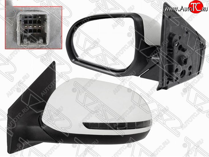2 899 р. Левое боковое зеркало заднего вида SAT (поворот, 5 контактов)  KIA Rio  3 QB (2011-2017) дорестайлинг седан, дорестайлингхэтчбек5дв., рестайлинг седан, рестайлингхэтчбек5дв. (Неокрашенное)  с доставкой в г. Керчь