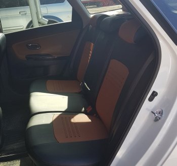 9 449 р. Чехлы для сидений Lord Autofashion Турин (экокожа) KIA Rio 3 QB рестайлинг седан (2015-2017) (Чёрный, вставка коричневая)  с доставкой в г. Керчь. Увеличить фотографию 3