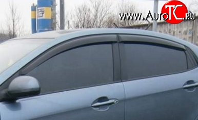 1 149 р. Комплект дефлекторов окон (ветровиков) 4 шт. Russtal KIA Rio 3 QB дорестайлинг седан (2011-2015)  с доставкой в г. Керчь