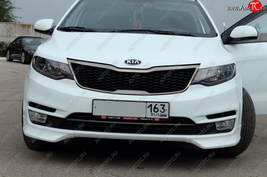 3 799 р. Накладки на передний бампер (рестайлинг) BS KIA Rio 3 QB рестайлинг седан (2015-2017) (Неокрашенная)  с доставкой в г. Керчь