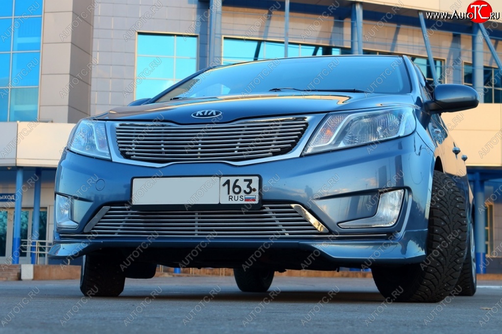 3 799 р. Накладки на передний бампер BS KIA Rio 3 QB хэтчбек 5 дв. дорестайлинг (2011-2015) (Неокрашенная)  с доставкой в г. Керчь