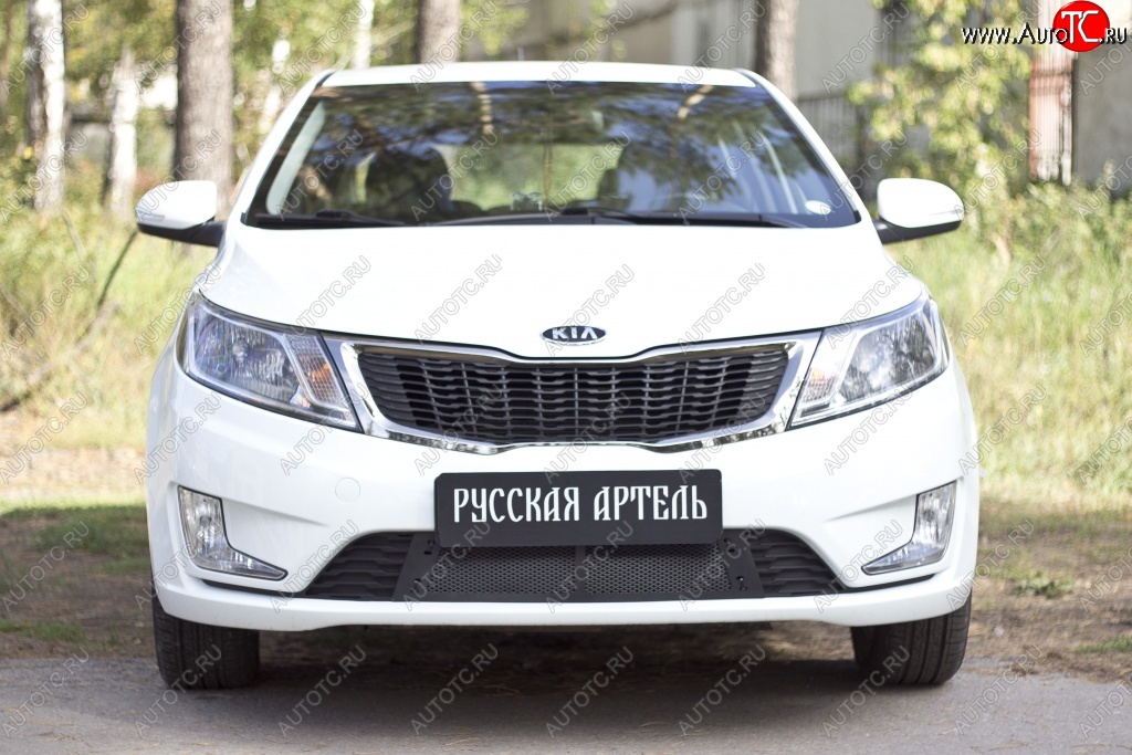 1 799 р. Защитная сетка решетки переднего бампера РА  KIA Rio  3 QB (2011-2015) дорестайлинг седан, хэтчбек 5 дв. дорестайлинг  с доставкой в г. Керчь
