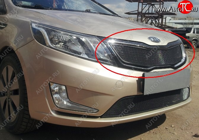 1 539 р. Сетка в решетку радиатора (к-я Premium) Russtal KIA Rio 3 QB хэтчбек 5 дв. дорестайлинг (2011-2015) (черная)  с доставкой в г. Керчь