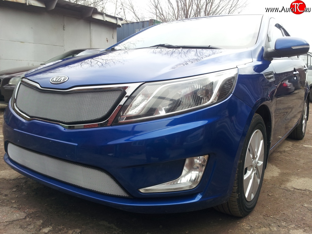 1 539 р. Нижняя сетка на бампер Russtal (хром) KIA Rio 3 QB хэтчбек 5 дв. дорестайлинг (2011-2015)  с доставкой в г. Керчь