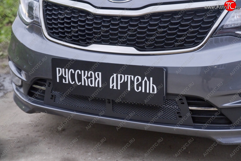 1 899 р. Защитная сетка решетки переднего бампера РА  KIA Rio  3 QB (2015-2017) рестайлинг седан  с доставкой в г. Керчь