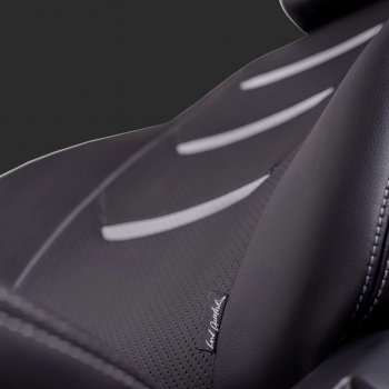 Чехлы для сидений Lord Autofashion Турин 2 (экокожа, спинка 60/40, 3 Г-образных подголовника) KIA Rio ( 4 FB,  X-line,  4 YB,  X) (2016-2025) дорестайлинг седан, дорестайлинг, хэтчбэк, рестайлинг, рестайлинг седан, рестайлинг, хэтчбэк (Черный, вставка черная/серая, строчка серая)