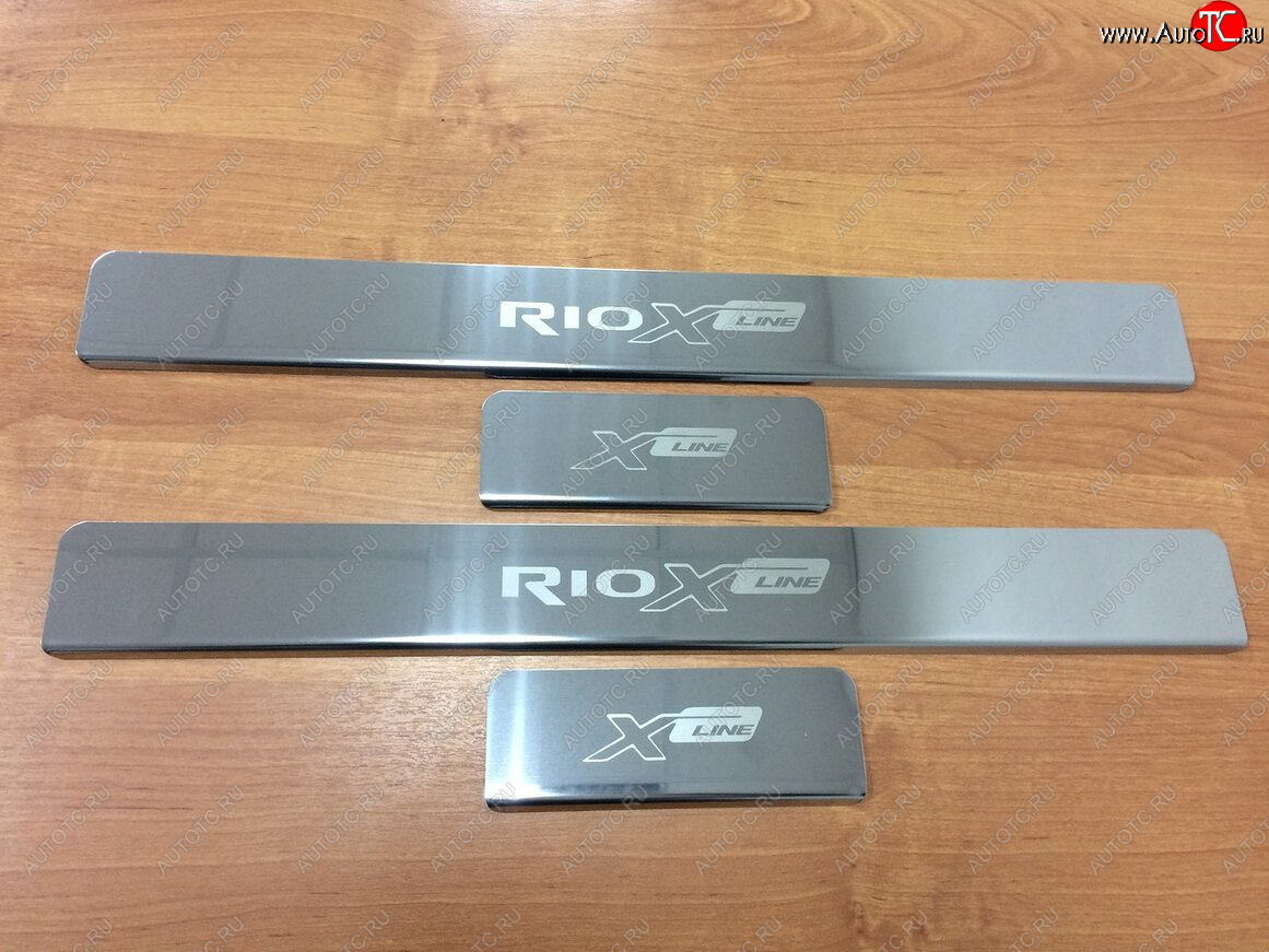 2 179 р. Накладки порожков салона INOX KIA Rio X-line (2017-2021) (Нержавеющая сталь)  с доставкой в г. Керчь