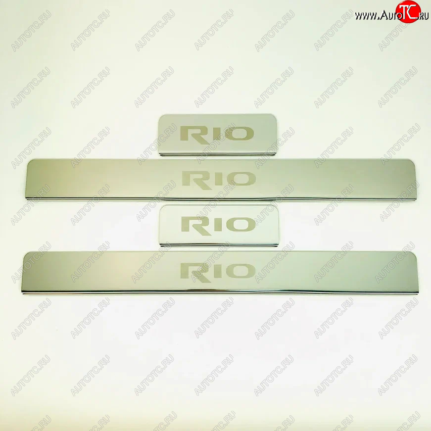 2 179 р. Накладки порожков салона INOX KIA Rio 4 FB дорестайлинг седан (2016-2020) (Нержавеющая сталь)  с доставкой в г. Керчь