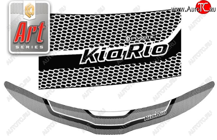 2 199 р. Дефлектор капота CA-Plastiс  KIA Rio  3 QB (2011-2015) хэтчбек 5 дв. дорестайлинг (серия Art белая)  с доставкой в г. Керчь