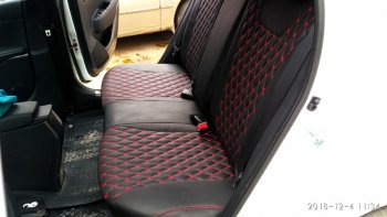 19 649 р. Чехлы для сидений Lord Autofashion Байрон (экокожа)  KIA Rio  3 QB (2011-2017) хэтчбек 5 дв. дорестайлинг, хэтчбек 5 дв. рестайлинг (Чёрный, вставка чёрная, строчка красная)  с доставкой в г. Керчь. Увеличить фотографию 6