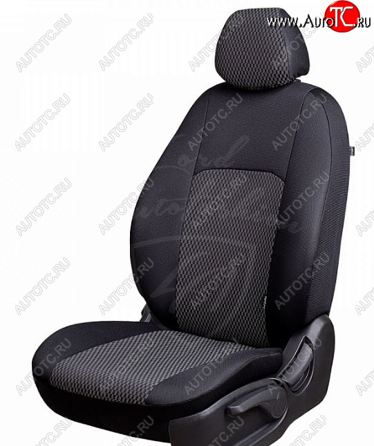 5 599 р. Чехлы для сидений Lord Autofashion Дублин (жаккард) KIA Rio 3 QB хэтчбек 5 дв. дорестайлинг (2011-2015) (Черный, прямоугольник черный)  с доставкой в г. Керчь