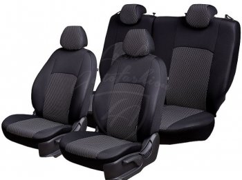 5 599 р. Чехлы для сидений Lord Autofashion Дублин (жаккард) KIA Rio 3 QB хэтчбек 5 дв. дорестайлинг (2011-2015) (Черный, прямоугольник черный)  с доставкой в г. Керчь. Увеличить фотографию 2