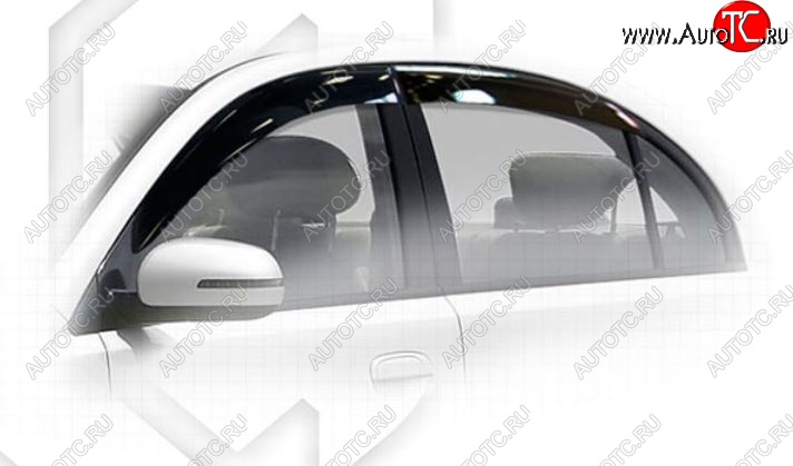 2 099 р. Дефлектора окон CA-Plastiс KIA Rio 2 JB дорестайлинг седан (2005-2009) (Classic полупрозрачный, Без хром.молдинга, Крепление только на скотч)  с доставкой в г. Керчь
