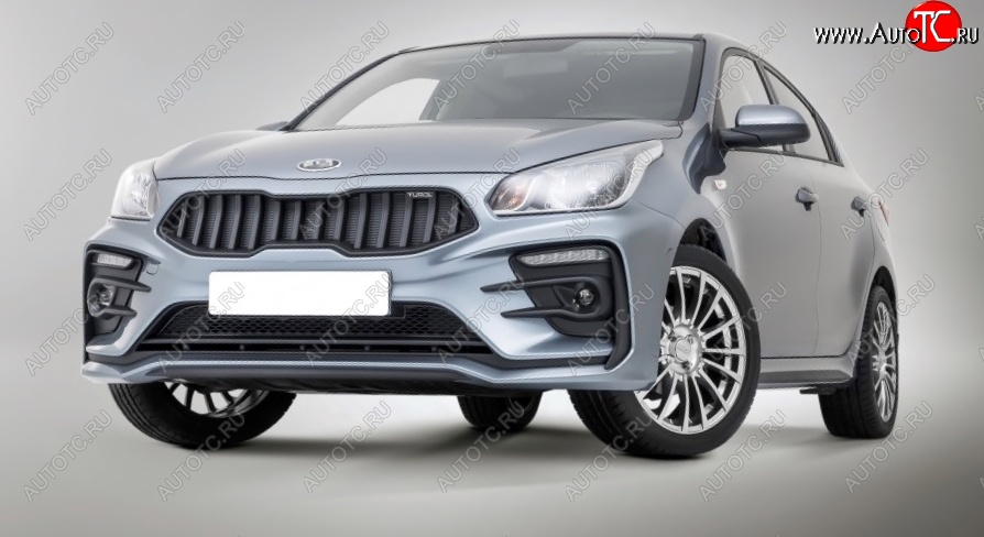 18 199 р. Передний бампер Kudos Original  KIA Rio  4 FB (2016-2020) дорестайлинг седан (Под прямоугольные ДХО с ПТФ, Неокрашенный)  с доставкой в г. Керчь