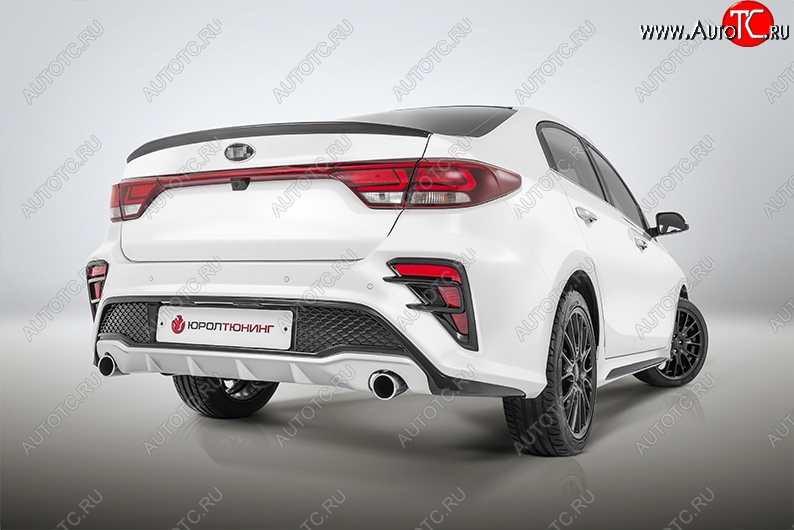 17 699 р. Задний бампер Kudos  KIA Rio  4 FB (2016-2020) дорестайлинг седан (Под парктроник и раздвоенный глушитель, Неокрашенный)  с доставкой в г. Керчь