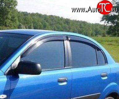 949 р. Комплект дефлекторов окон (ветровиков) 4 шт. Russtal KIA Rio 2 JB дорестайлинг седан (2005-2009)  с доставкой в г. Керчь