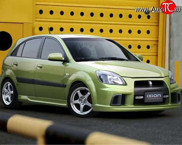 9 549 р. Пороги накладки Ixion KIA Rio 2 JB дорестайлинг, хэтчбэк 5 дв. (2005-2009) (Неокрашенные)  с доставкой в г. Керчь