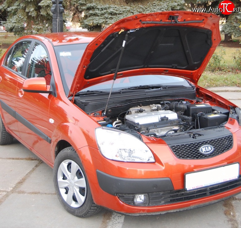 2 969 р. Упор капота Sport KIA Rio 2 JB дорестайлинг, хэтчбэк 5 дв. (2005-2009)  с доставкой в г. Керчь