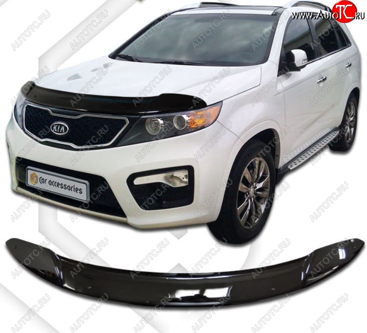 2 079 р. Дефлектор капота CA-Plastiс  KIA Sorento  XM (2009-2012) дорестайлинг (серия Classic черный, Без надписи)  с доставкой в г. Керчь