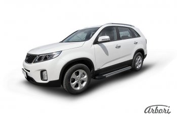 12 509 р. Порожки для ног Arbori Luxe Black KIA Sorento XM рестайлинг (2012-2015)  с доставкой в г. Керчь. Увеличить фотографию 2
