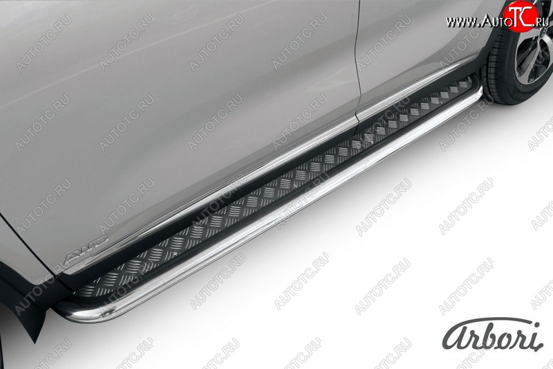 20 519 р. Защита штатных порогов с листом Arbori (нержавейка, алюминий, d57 mm) KIA Sorento UM/Prime дорестайлинг (2014-2018)  с доставкой в г. Керчь