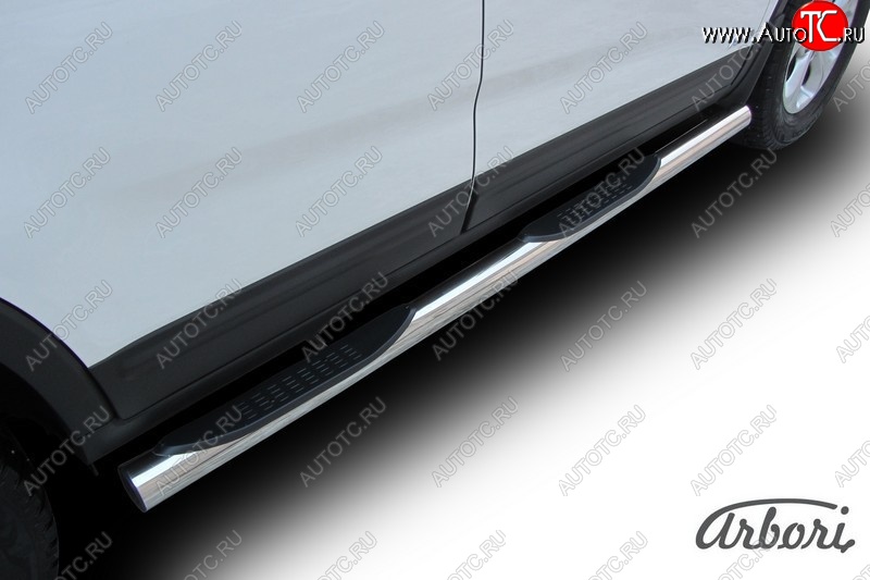20 519 р. Защита штатных порогов Arbori (с проступью, нержавейка, d76 mm). KIA Sorento XM рестайлинг (2012-2015)  с доставкой в г. Керчь