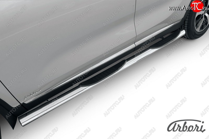 20 519 р. Защита штатных порогов Arbori (с проступью, нержавейка, d76 mm). KIA Sorento UM/Prime дорестайлинг (2014-2018)  с доставкой в г. Керчь