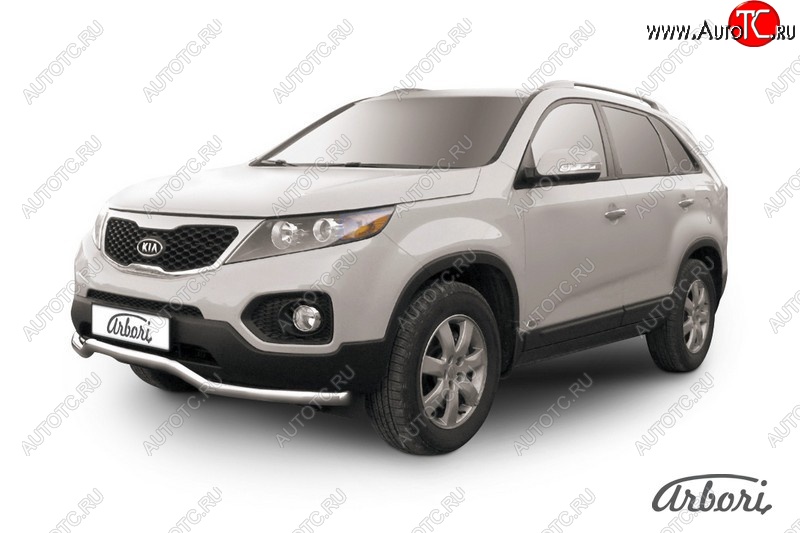 15 299 р. Защита переднего бампера Arbori (волна, нержавейка, 1 труба d57 mm). KIA Sorento XM дорестайлинг (2009-2012)  с доставкой в г. Керчь