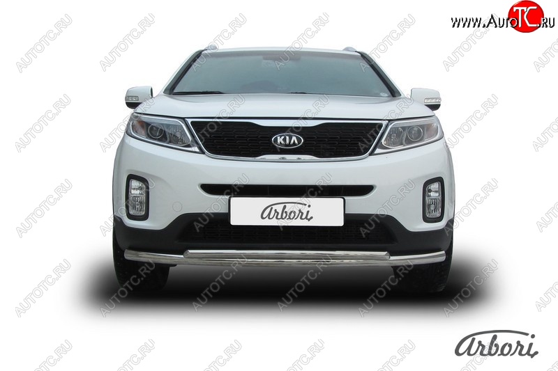 5 499 р. Защита переднего бампера Arbori (нержавейка, 2 трубы d57 и 42 mm) KIA Sorento XM рестайлинг (2012-2015)  с доставкой в г. Керчь