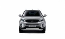 Защита переднего бампера двойная из труб d63/51 мм Petroil Tuning KIA Sorento  XM (2012-2015) рестайлинг (Нержавеющая полированная сталь)