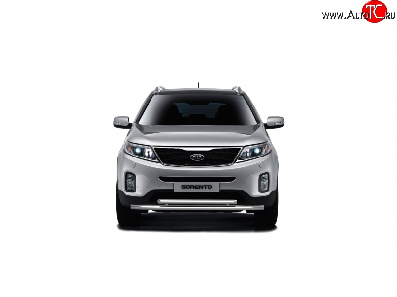 22 139 р. Защита переднего бампера двойная из труб d63/51 мм Petroil Tuning KIA Sorento XM рестайлинг (2012-2015) (Нержавеющая полированная сталь)  с доставкой в г. Керчь
