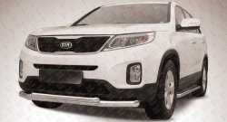 Двойная защита переднего бампера из двух труб диаметром 76 и 57 мм Slitkoff KIA Sorento  XM (2012-2015) рестайлинг