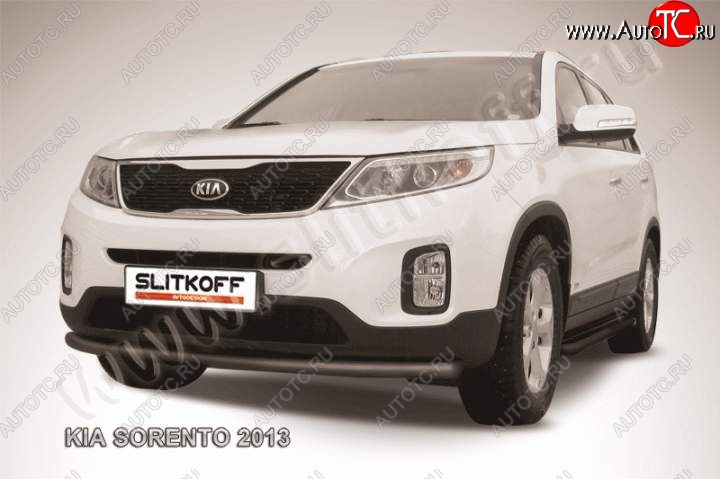 8 599 р. Защита переднего бампера из трубы d57 Slitkoff (радиусная) KIA Sorento XM рестайлинг (2012-2015) (Цвет: серебристый)  с доставкой в г. Керчь