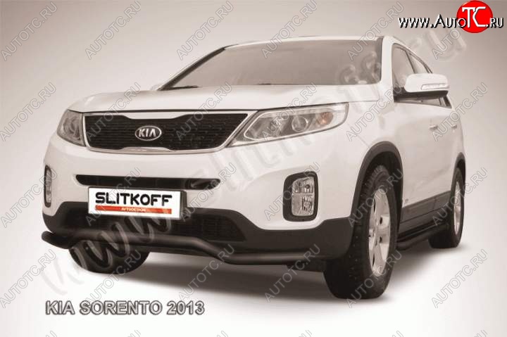 10 849 р. Защита переднего бампера из трубы d57 Slitkoff (волна) KIA Sorento XM рестайлинг (2012-2015) (Цвет: серебристый)  с доставкой в г. Керчь