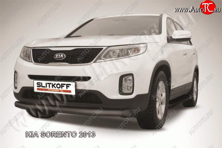 10 649 р. Защита переднего бампера из трубы d76 Slitkoff KIA Sorento XM рестайлинг (2012-2015) (Цвет: серебристый)  с доставкой в г. Керчь