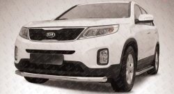 Одинарная защита переднего бампера из трубы диаметром 76 мм Slitkoff KIA Sorento  XM (2012-2015) рестайлинг